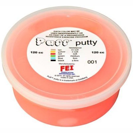 FABRICATION ENTERPRISES Puff LiTE Color-Coded Exercise Putty, Soft, Red, 120cc 10-1422